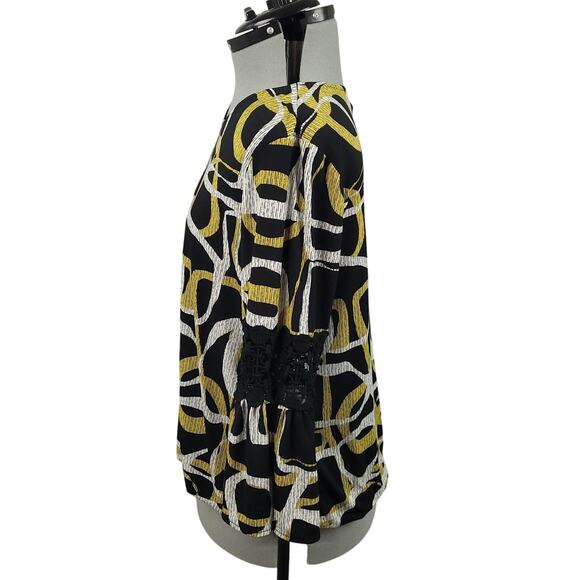 Alfani Womens Tunic Blouse Sz Large Embroidered Flared Sleeve Polyester Top EUC - Picture 3 of 15